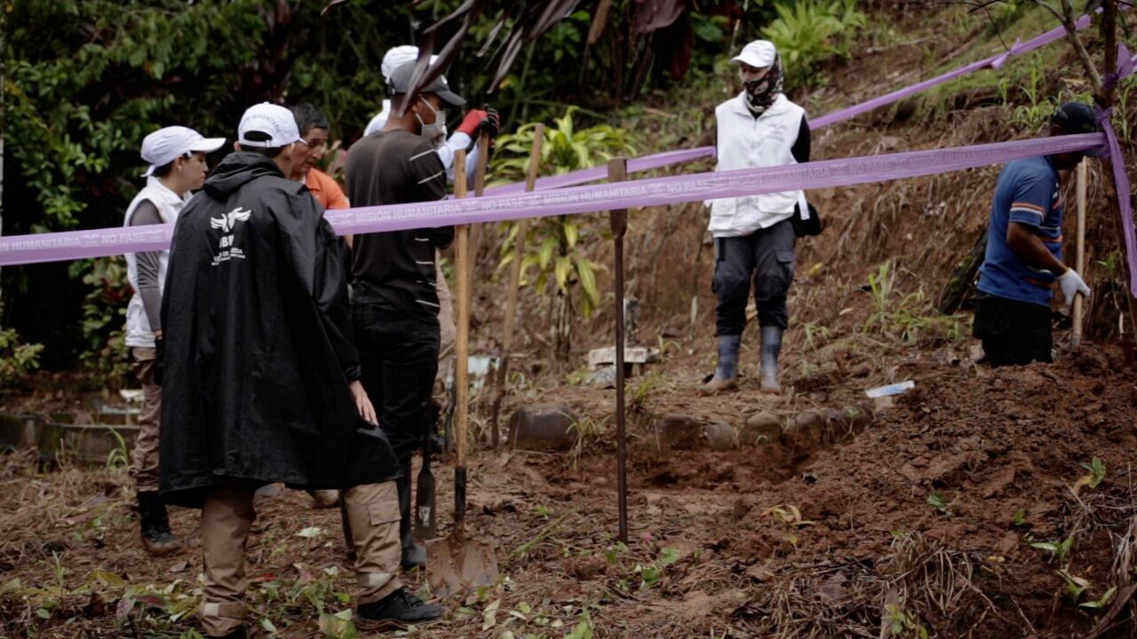 Recuperación de tres cuerpos en Putumayo. Foto: Cortesía Unidad de Búsqueda de Desaparecidos