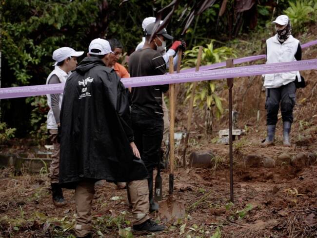 Recuperación de tres cuerpos en Putumayo. Foto: Cortesía Unidad de Búsqueda de Desaparecidos
