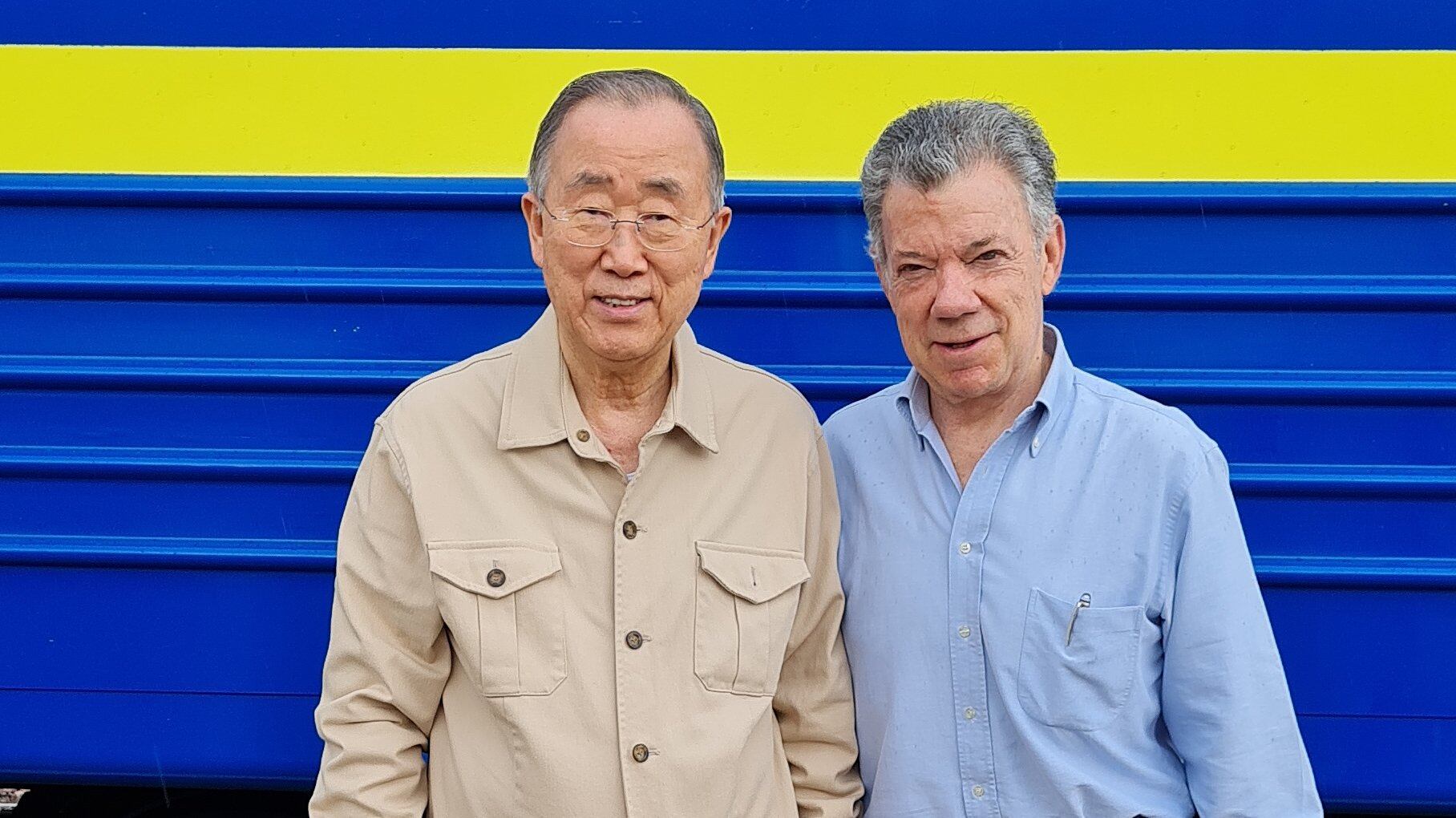 Ban Ki-moon, exsecretario General de las Naciones Unidas; y Juan Manuel Santos, expresidente de Colombia. Foto: @TheElders