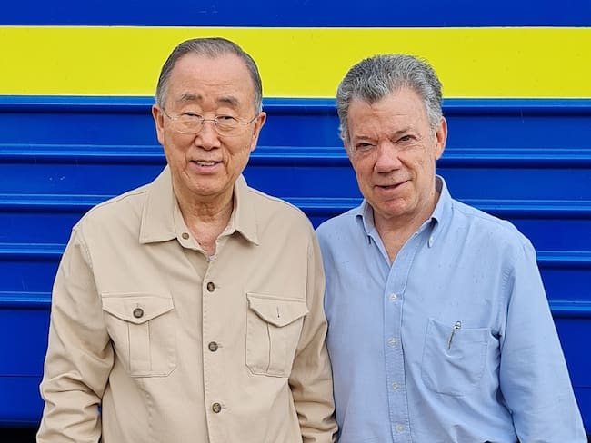 Ban Ki-moon, exsecretario General de las Naciones Unidas; y Juan Manuel Santos, expresidente de Colombia. Foto: @TheElders