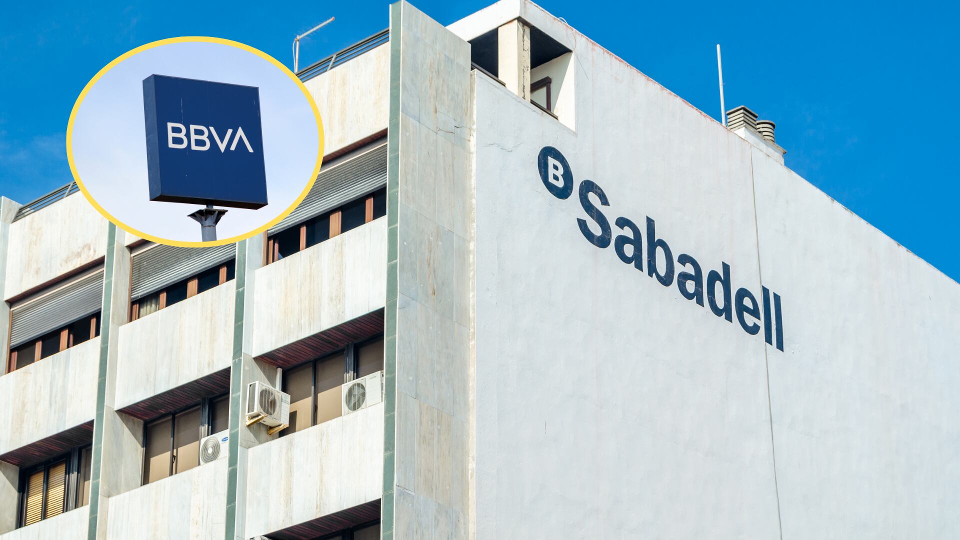 Bancos Sabadell y BBVA. Fotos: Getty Images.