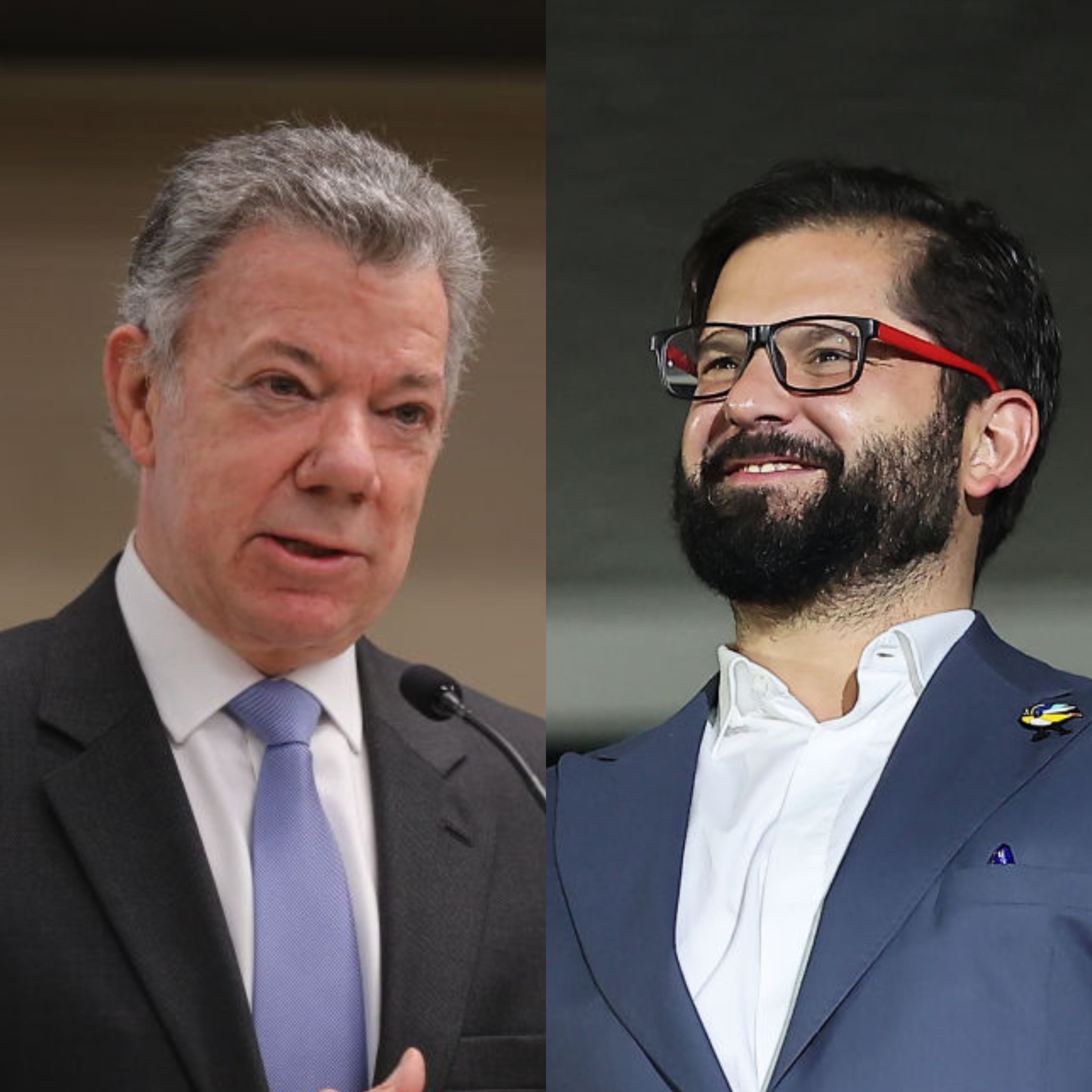 Gabriel Boric y Juan Manuel Santos. Foto: Getty Images