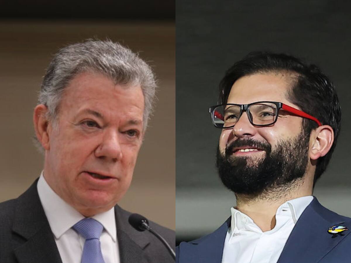 Gabriel Boric y expresidente Juan Manuel Santos abordan en Chile “desafíos democráticos”