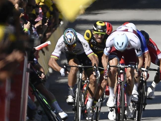 El eslovaco Peter Sagan fue descalificado del Tour de Francia tras la maniobra en la que derribó al británico Mark Cavendish. Foto: Getty Images