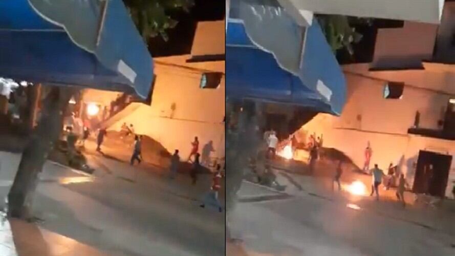 Habitantes de un barrrio en Cúcuta jugaron con pelotas de fuego en la noche de velitas. Foto: Cortesía