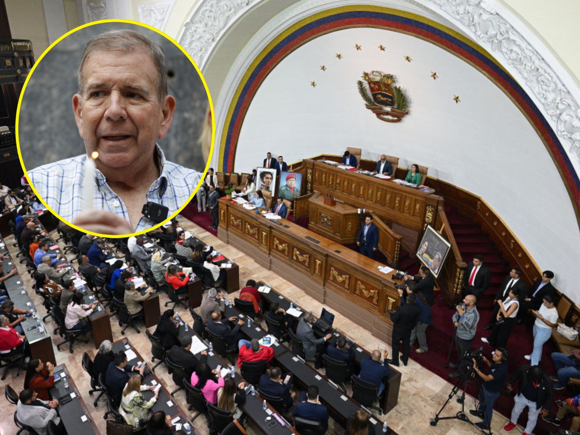 Parlamento de Venezuela y Edmundo Gonzaléz Urrutia. I Foto: Getty Images.
