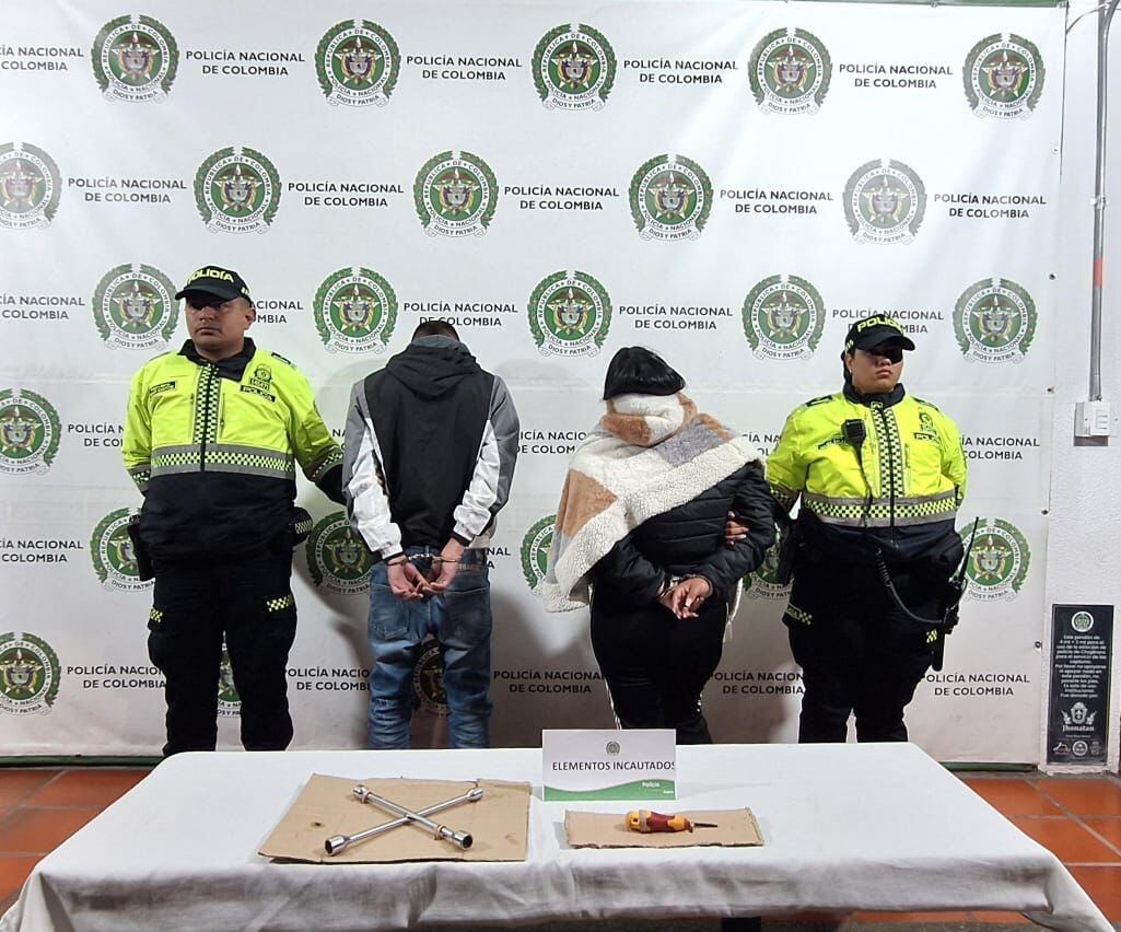 Captura de dos personas por riña en Bogotá. Foto: Policía Metropolitana de Bogotá.