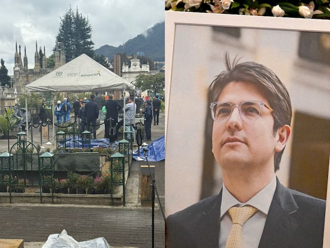 Tumba de Miguel Uribe en el Cementerio Central de Bogotá. Fotos: W Radio y Gewtty Images.