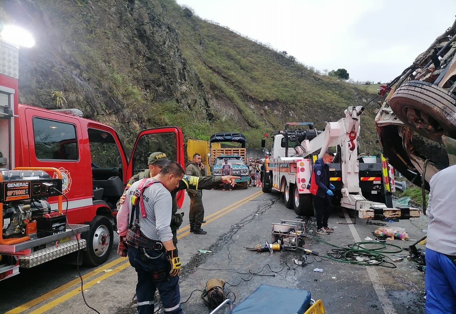 Accidente en la vía Pasto-Mojarras. Foto: Bomberos