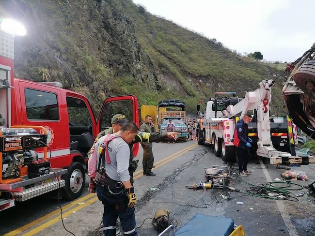 Accidente en la vía Pasto-Mojarras. Foto: Bomberos