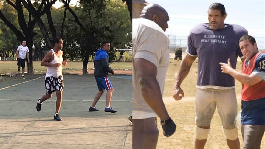 El video del partido de Ronaldinho en una cárcel de Paraguay. Foto: Twitter / Captura de pantalla