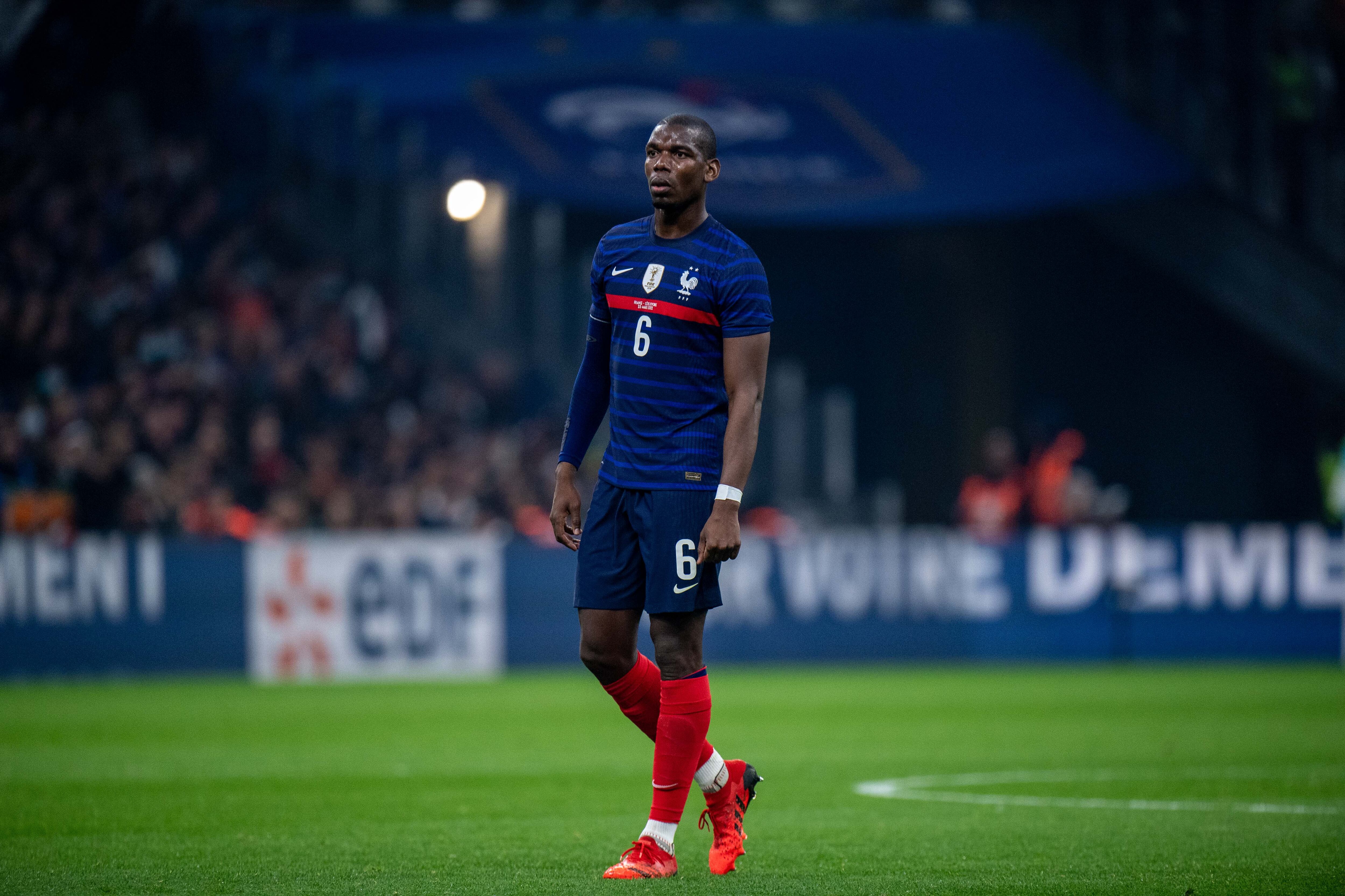 MARSEILLE, FRANCE - MARCH 25: Paul Pogba of France  during the international friendly match between France and Ivory Coast at Orange Velodrome on March 25, 2022 in Marseille, . (Photo by Sebastian Frej/MB Media/Getty Images)