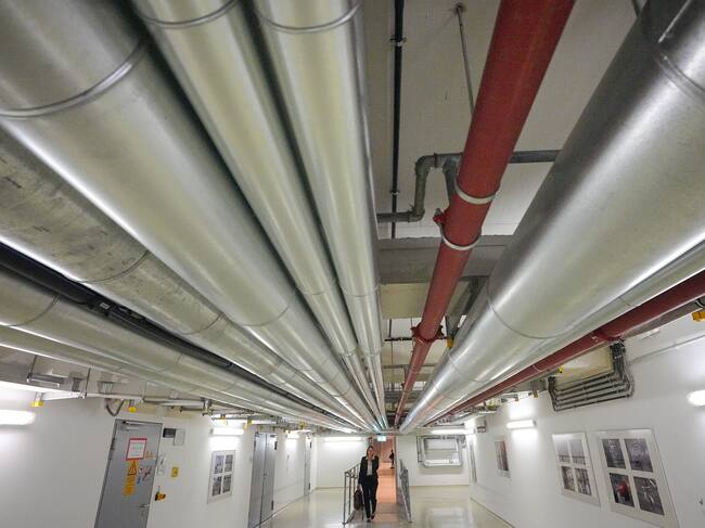 07 July 2022, Berlin: Heating, air-conditioning, and technical pipes run through the basement in the German Bundestag. The Bundestag is looking at reducing temperatures in its properties to increase energy savings. Photo: Michael Kappeler/dpa (Photo by Michael Kappeler/picture alliance via Getty Images)