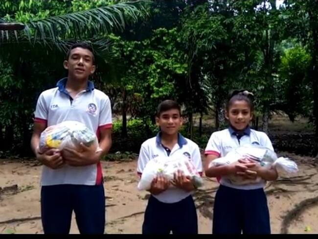 Niños construyen gimnasio en el Catatumbo. Foto: Cortesía