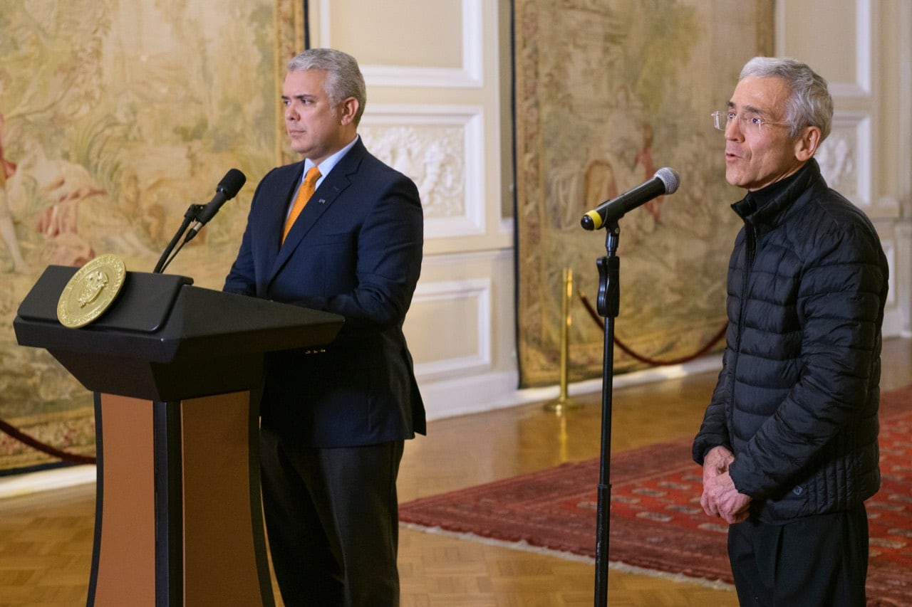 Presidente Iván Duque y Francisco de Roux. Foto: Presidencia