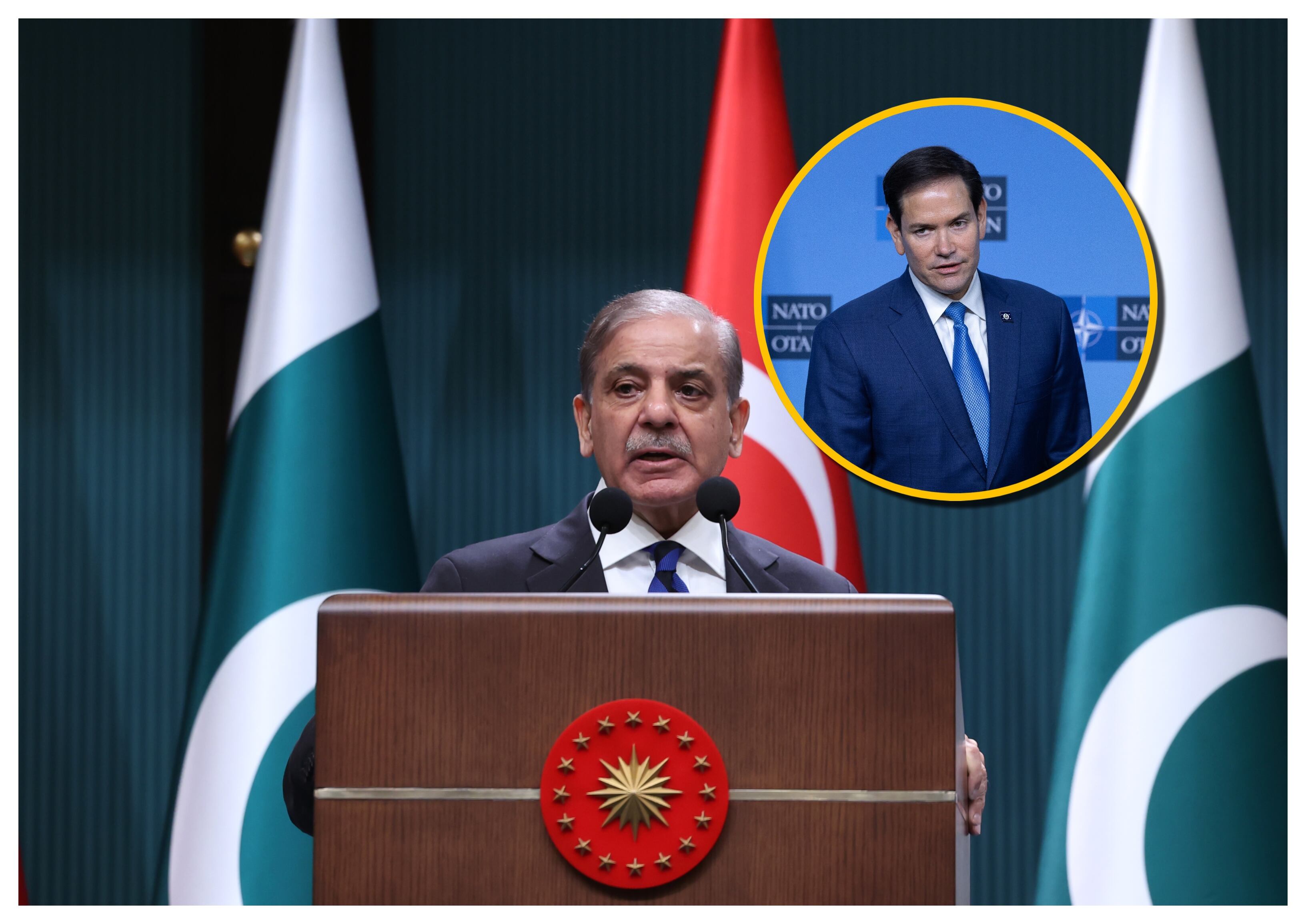 Shehbaz Sharif y Marco Rubio. Foto: Yavuz Ozden/ dia images/ Omar Havana/Getty Images.