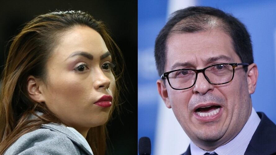 Influenciadora Daneidy Barrera y fiscal general de la Nación, Francisco Barbosa. Foto: Colprensa - Álvaro Tavera / Colprensa - Camila Díaz