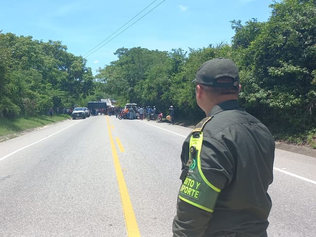 Bloqueo Troncal de Occidente. Foto: Policía de Bolívar.