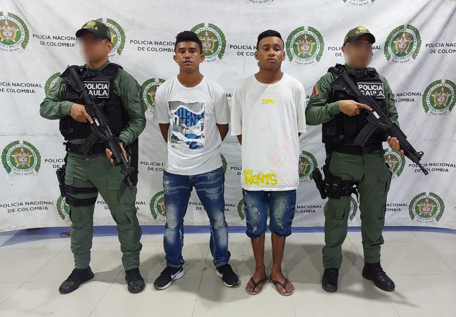 Capturados en Planeta Rica, Córdoba. Foto: Gaula de la Policía en Córdoba.