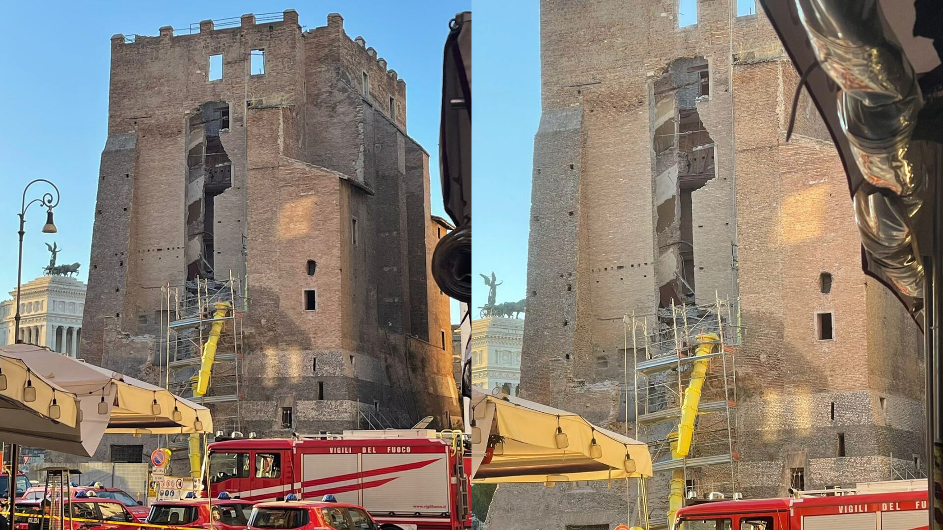 Derrumbe parte de una torre medieval en el centro de Roma. Foto: Suministradas a W Radio