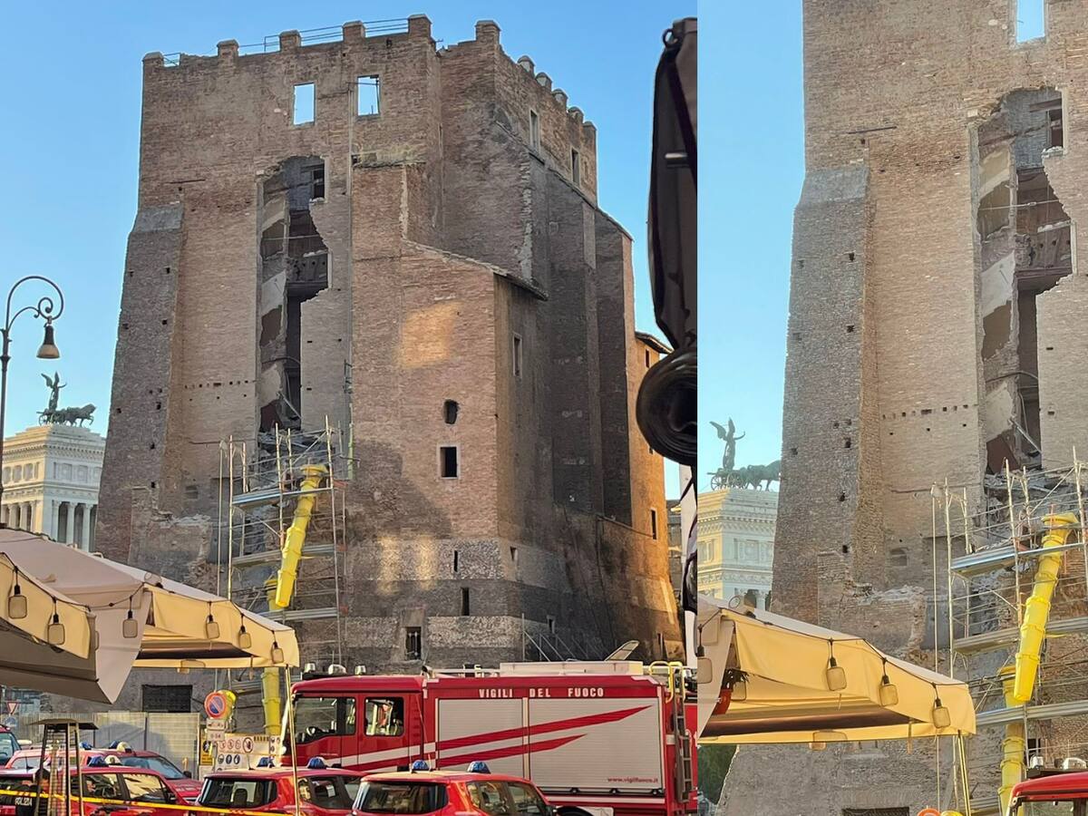 Se derrumbó parte de una torre medieval en el centro de Roma durante su restauración