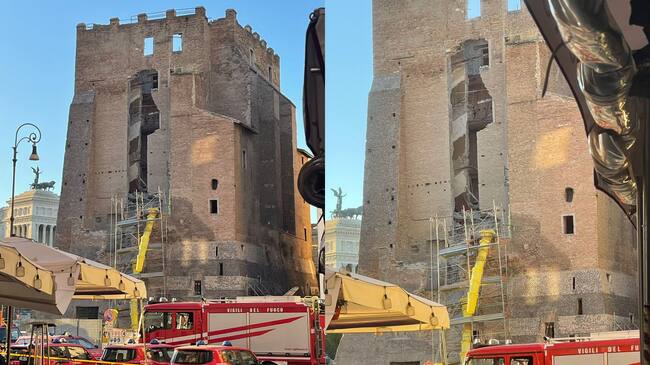 Derrumbe parte de una torre medieval en el centro de Roma. Foto: Suministradas a W Radio