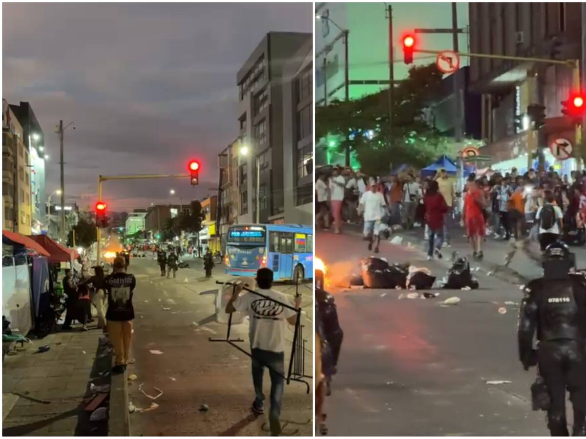 Disturbios en el centro de Cali durante operativo contra mercancía de contrabando