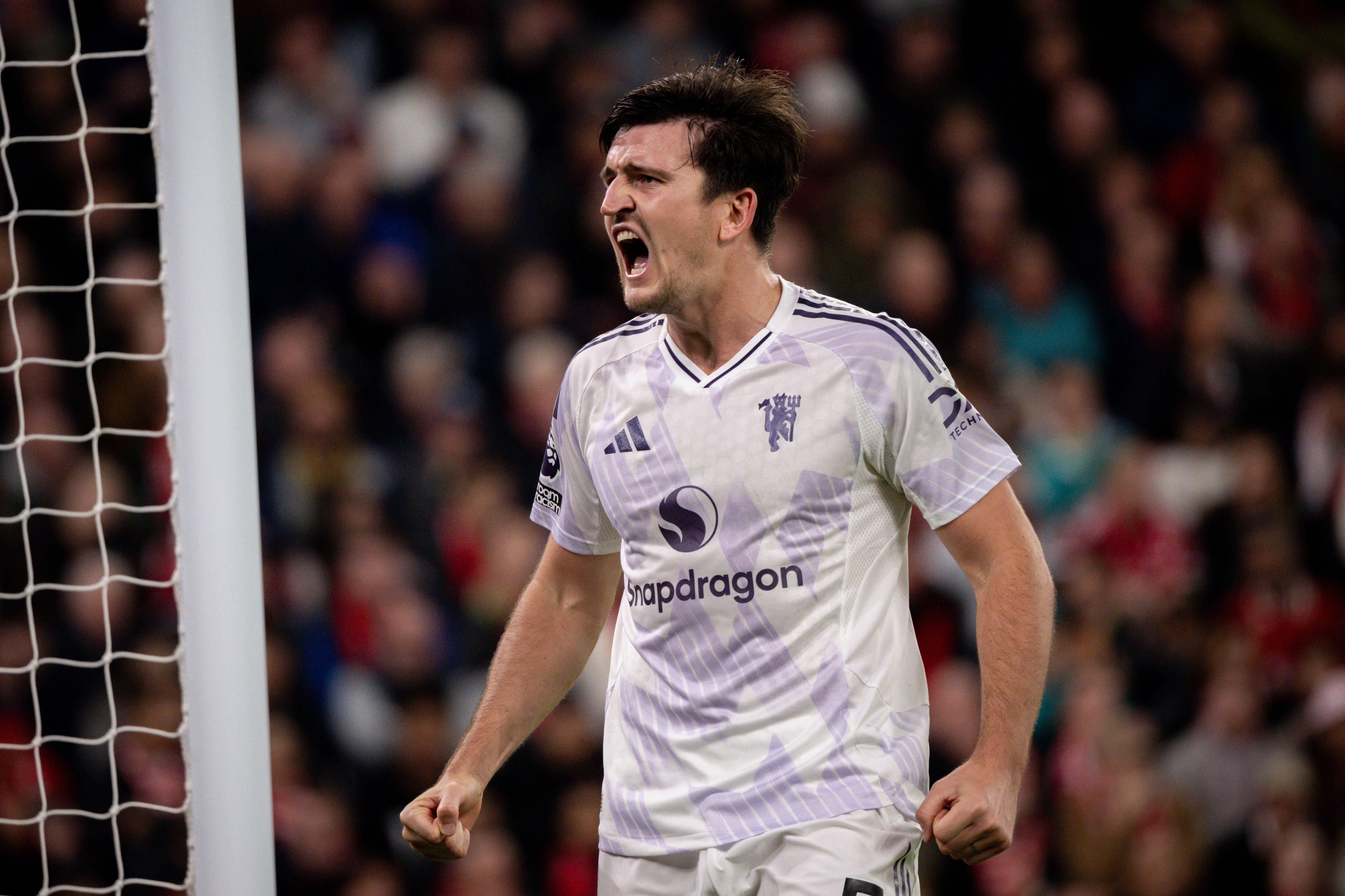 Harry Maguire celebra su gol ante el Liverpool el 19 de octubre en Anfield Road. FOTO: Ash Donelon/Getty Images