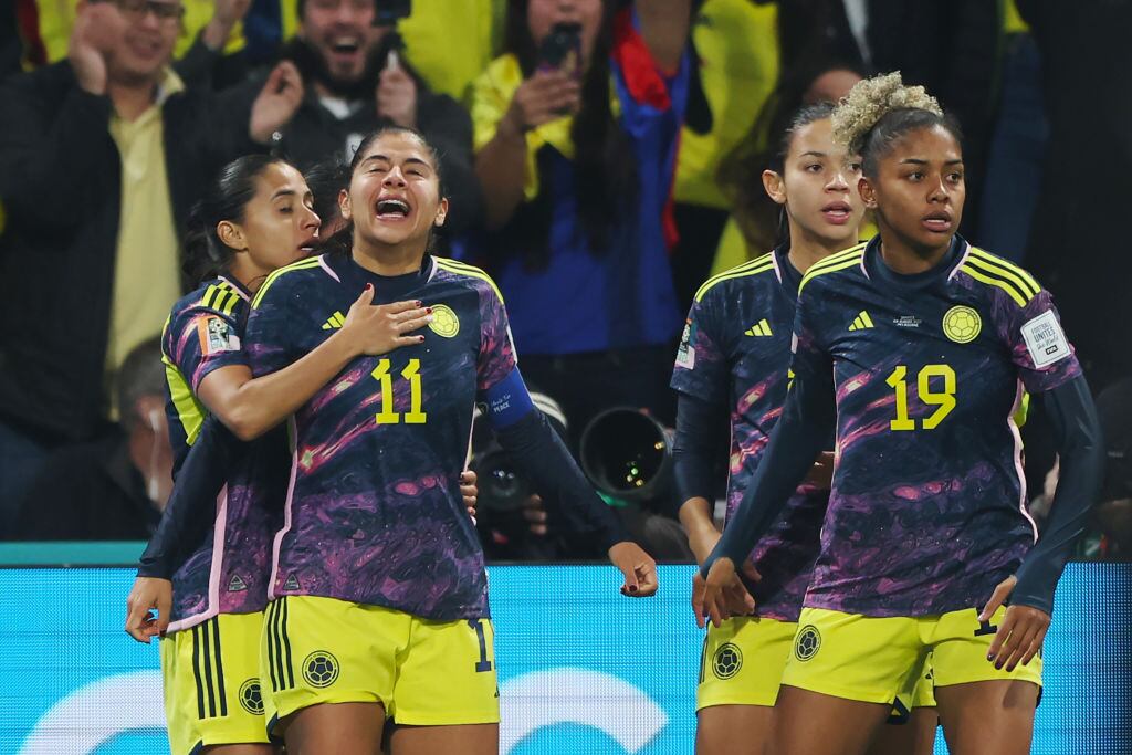 Catalina Usme (11) de Colombia celebra el gol contra Jamaica en el Mundial femenino 2023.Robert Cianflone/Getty Images.