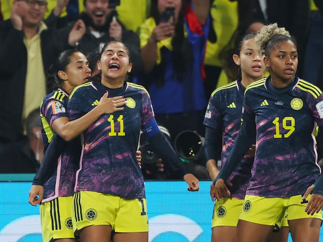 Catalina Usme (11) de Colombia celebra el gol contra Jamaica en el Mundial femenino 2023.Robert Cianflone/Getty Images.