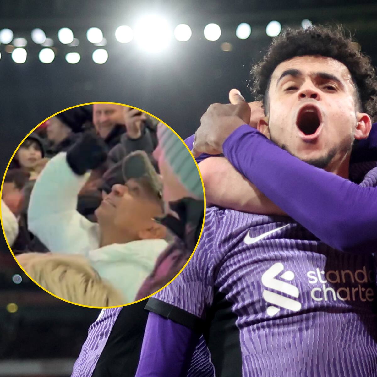 Video: la emotiva celebración del padre de Luis Díaz tras golazo con el Liverpool