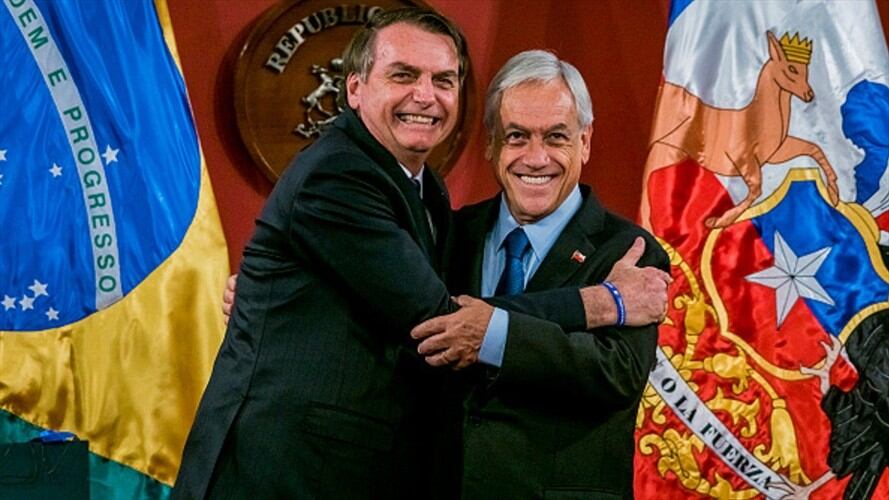 El presidente de Brasil, Jair Bolsonaro, y su homólogo chileno, Sebastián Piñera. Foto: Getty Images