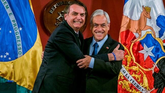 El presidente de Brasil, Jair Bolsonaro, y su homólogo chileno, Sebastián Piñera. Foto: Getty Images
