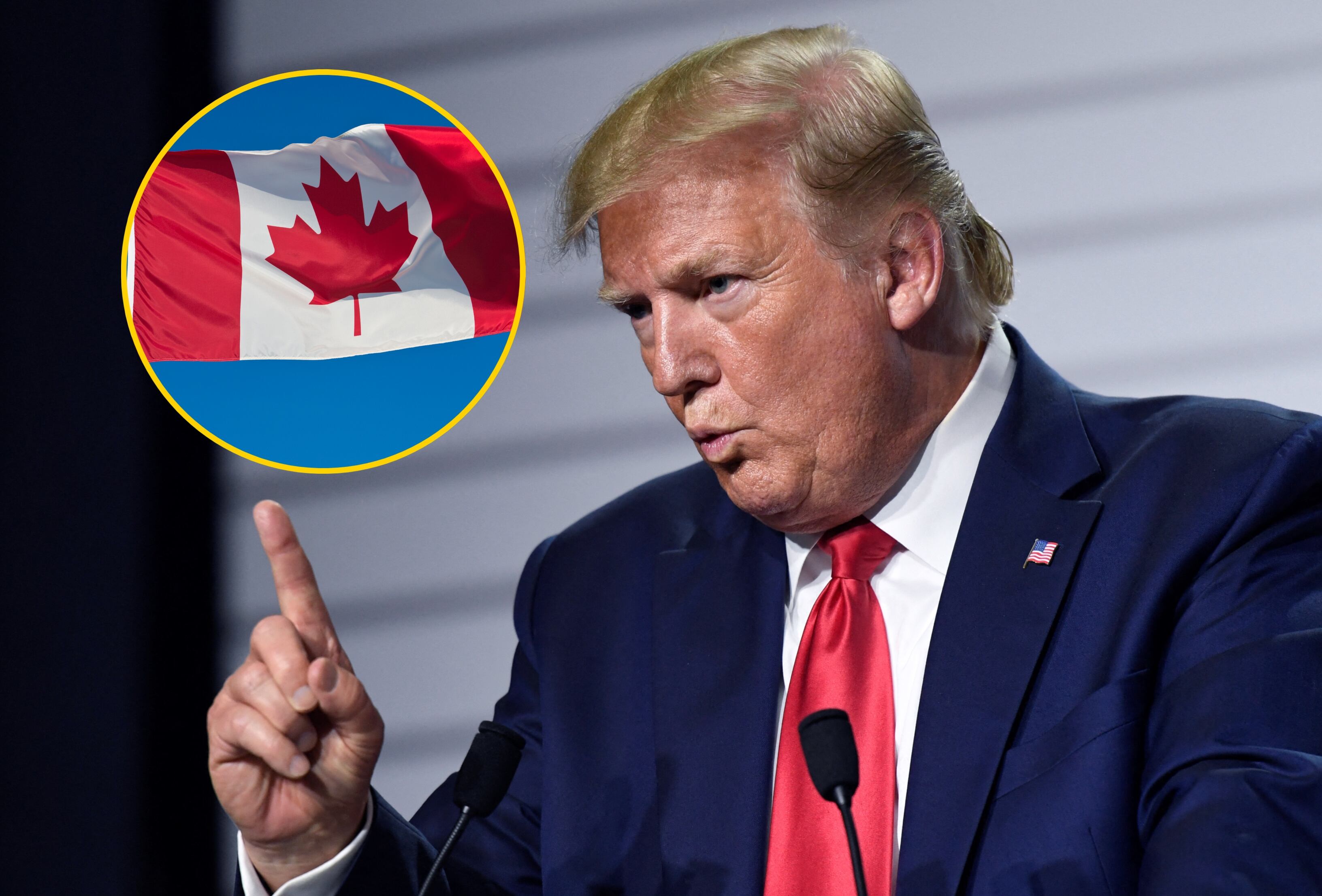 Donald Trump y bandera de Ecuador. Foto: BERTRAND GUAY/AFP/P A Thompson vía Getty Images. 