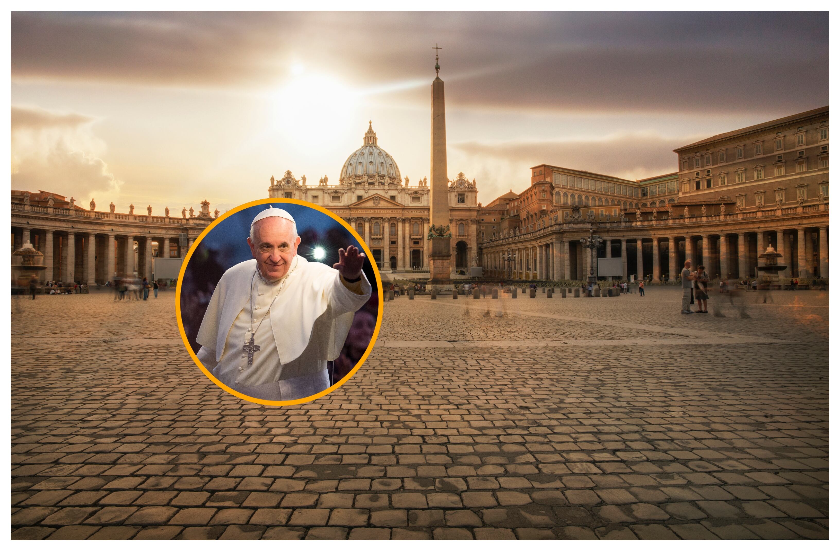 Papa Francisco y Plaza de San Pedro. Foto: Ac Productions y Buda Mendes/Getty Images.