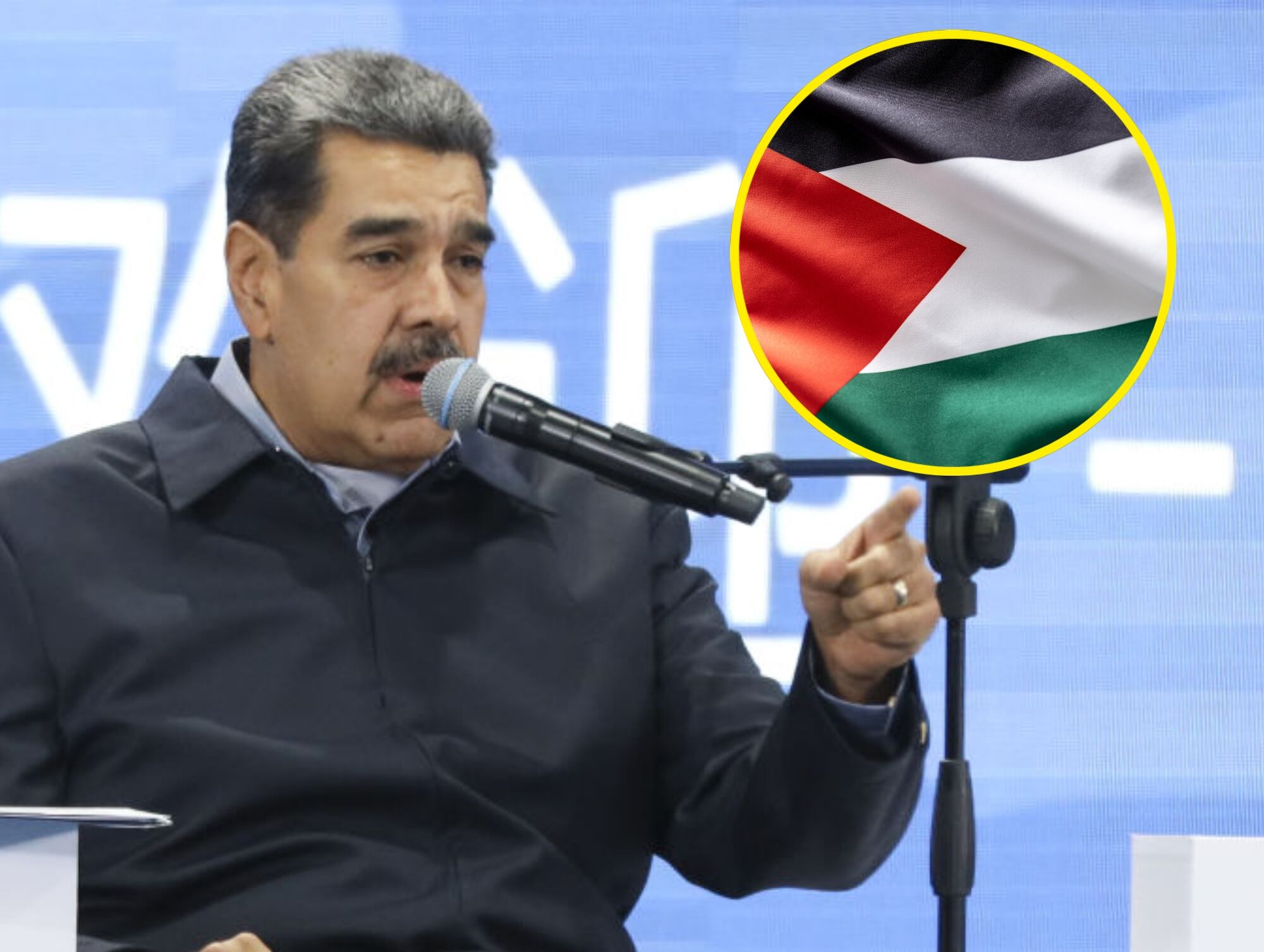 Nicolás Maduro. I Foto: Pedro Rances Mattey/Anadolu via Getty Images. Bandera de Palestina. I Foto: Getty Images.