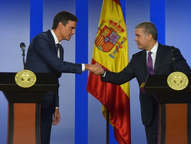 El presidente del Gobierno español, Pedro Sánchez, se reunió con el presidente de Colombia, Iván Duque. Foto: Presidencia