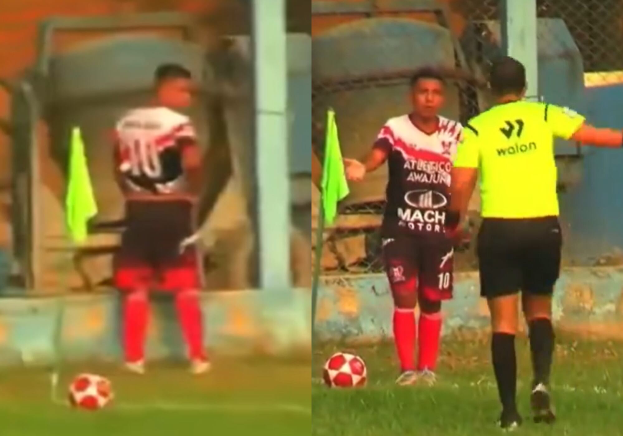 Sebastián Muñoz, atacante de Awajun. Foto: captura video redes sociales