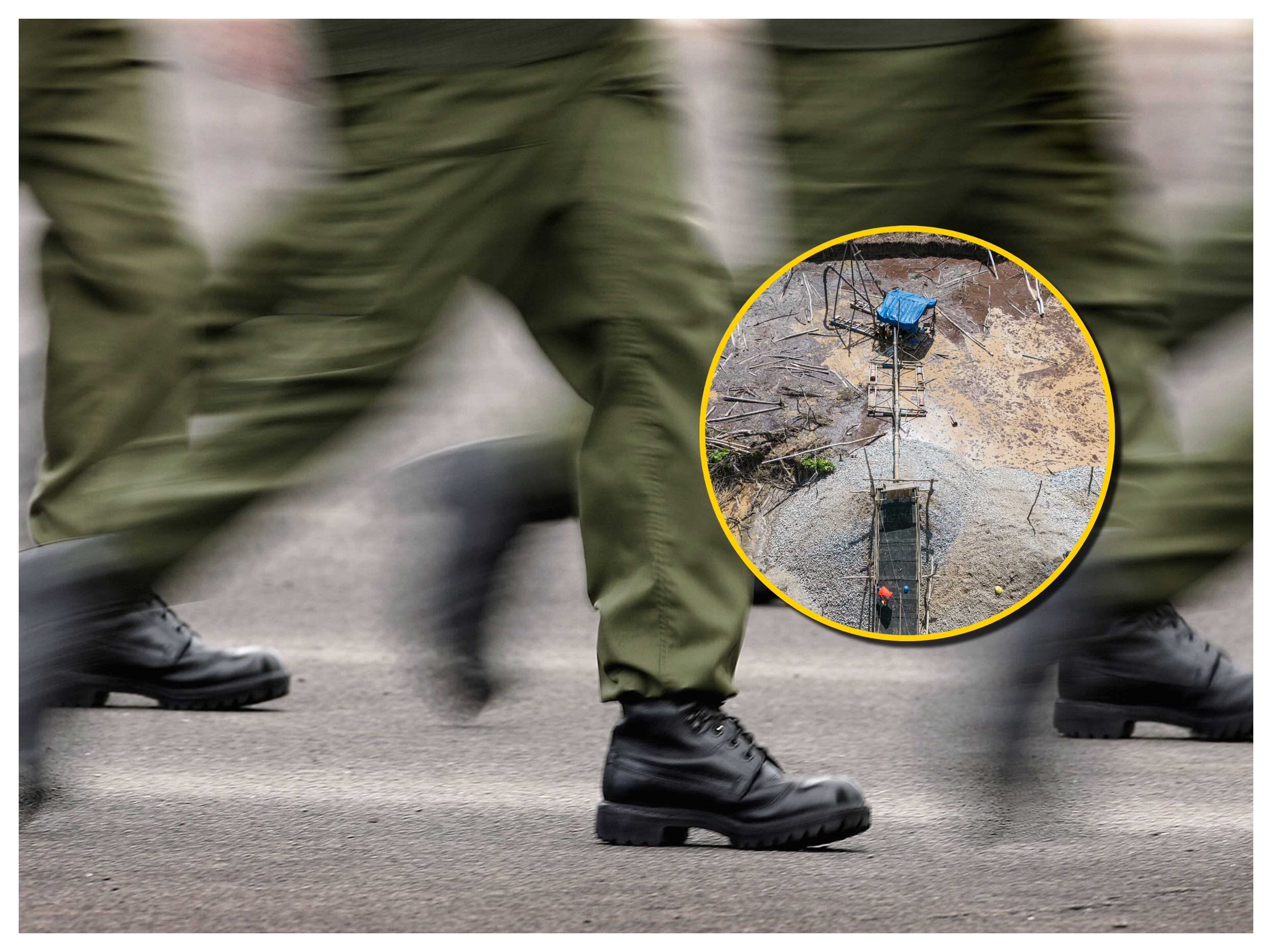 Referencia de militares y minería. Foto: Peter Mcdiarmid/ ERNESTO BENAVIDES/AFP via Getty Images.