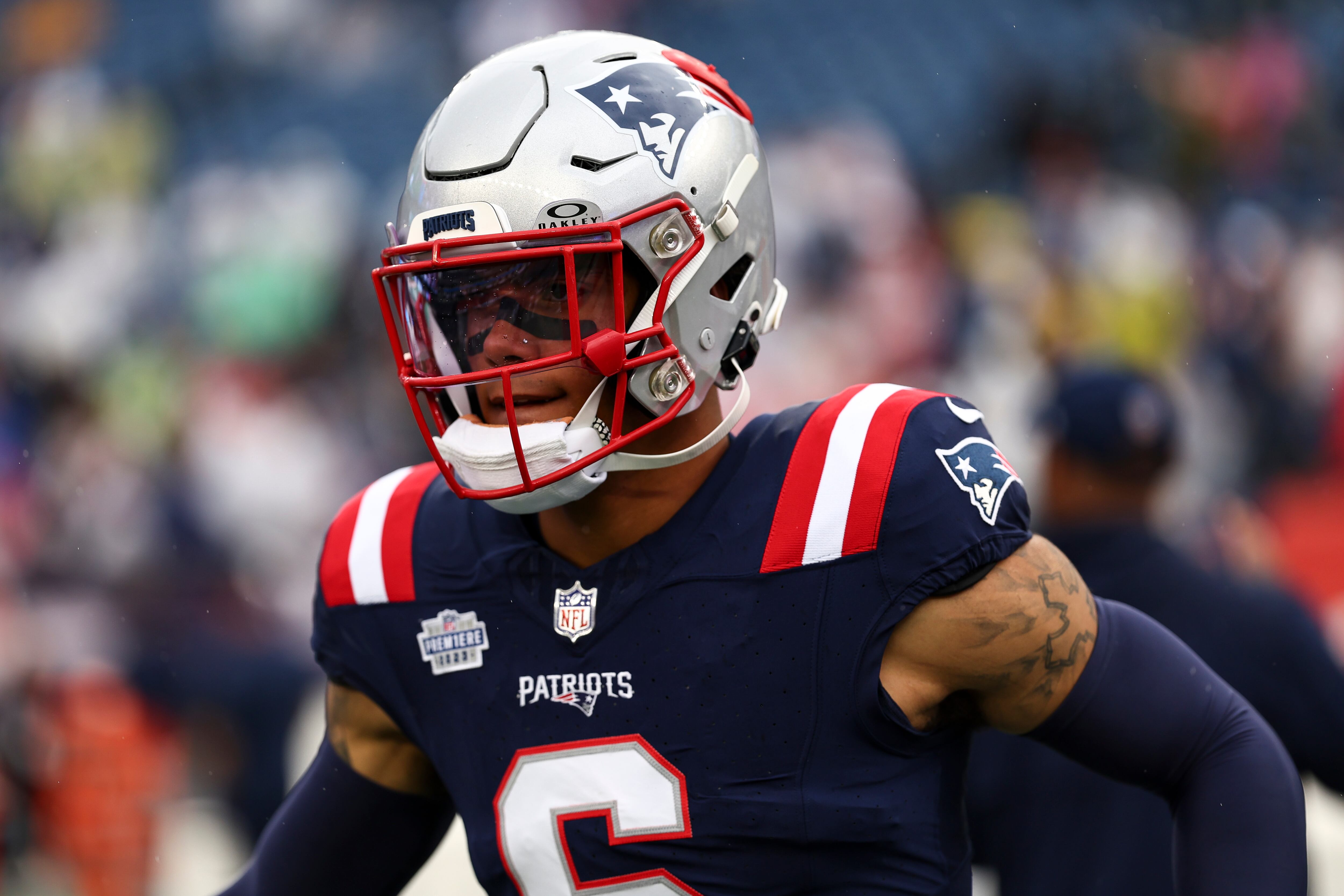 Christian González, cornerback colombiano de los Patriots FOTO: Kevin Sabitus/Getty Images
