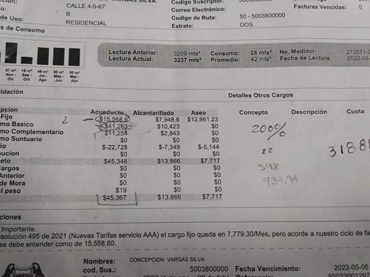 Por el doble del valor les llegó las facturas del agua a 2.300 usuarios en Ramiriquí