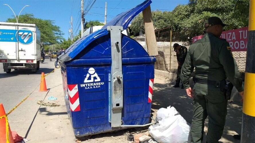 Abandonado en un contenedor de basura hallan feto de 4 meses en Santa Mart. Foto: Cortesía denuncia ciudadana