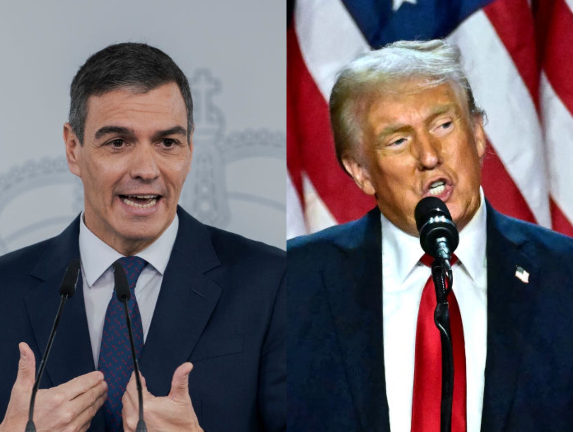 Pedro Sánchez. I Foto: Guillermo Gutierrez Carrascal/SOPA Images/LightRocket via Getty Images. Donald Trump. I Foto: JIM WATSON/AFP via Getty Images.
