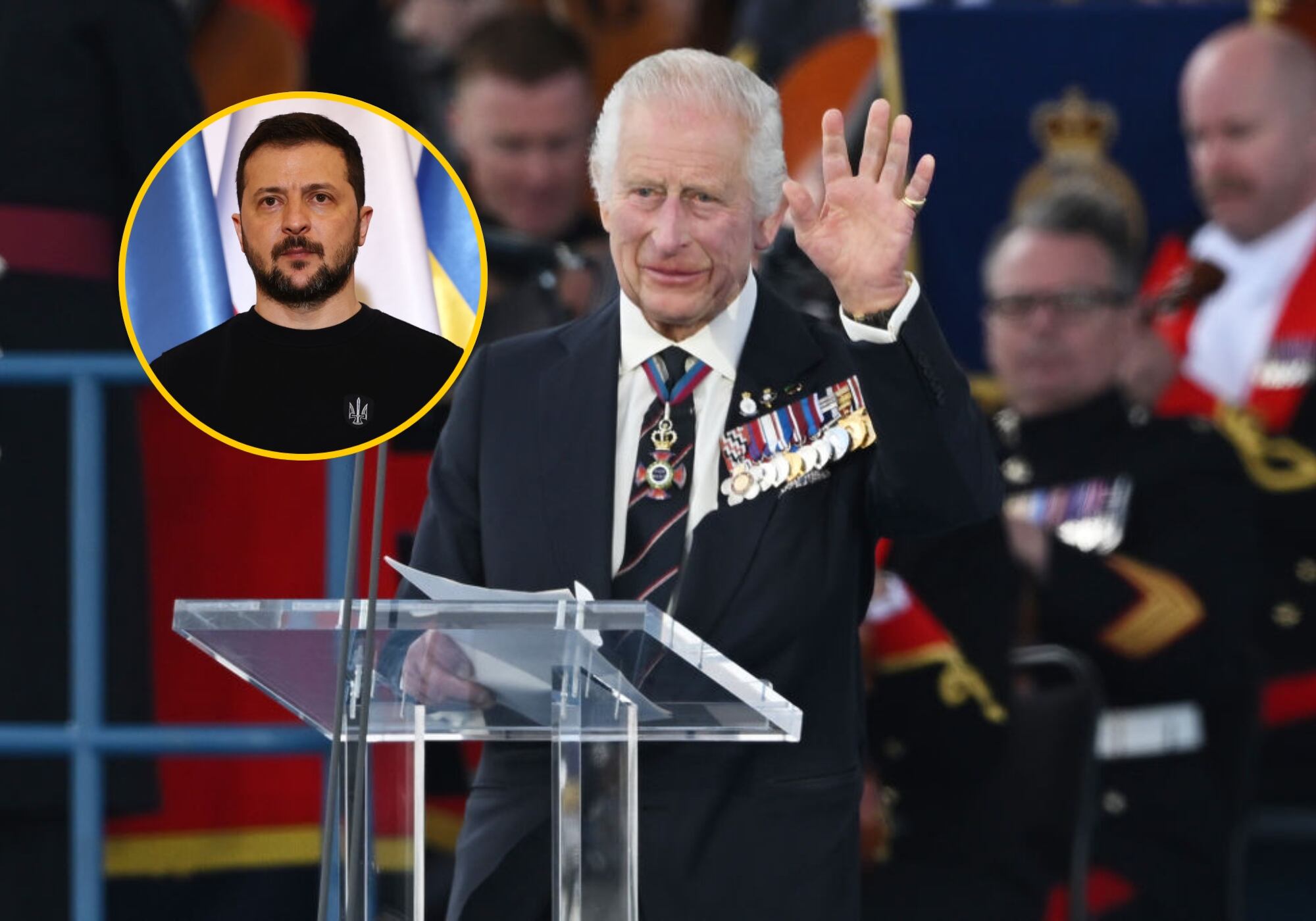 El rey Carlos III recibió a Volodímir Zelenski antes de la reunión de la Coalición de Voluntarios. Foto: EFE.