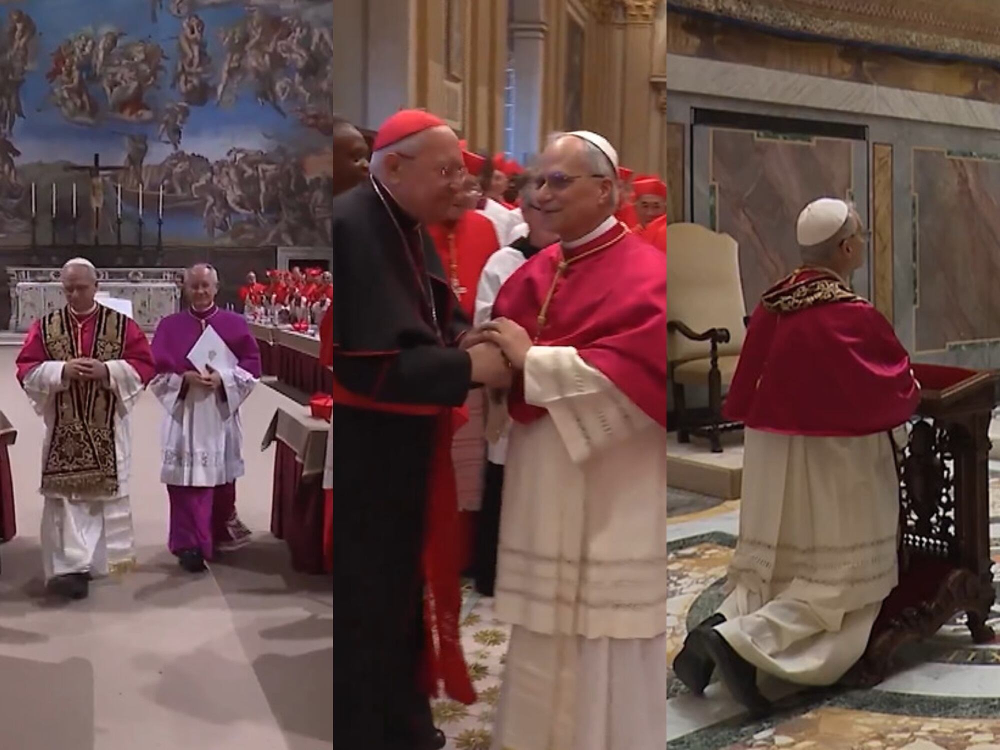 Vaticano publicó video del momento posterior a la elección de León XIV dentro de la Capilla Sixtina. Foto: captura de pantalla. 