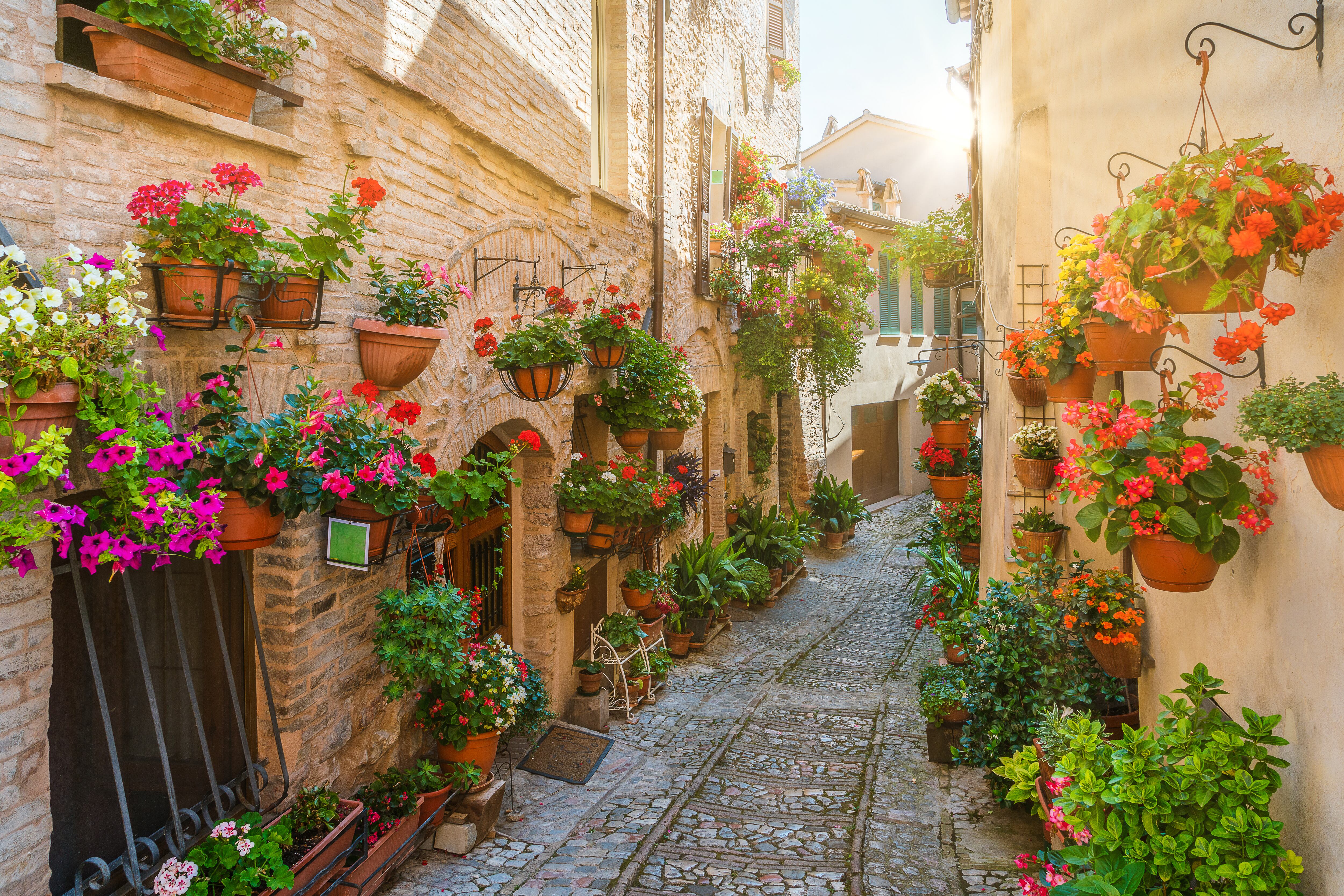 Vista de las calles de Spello, Italia (GettyImages)