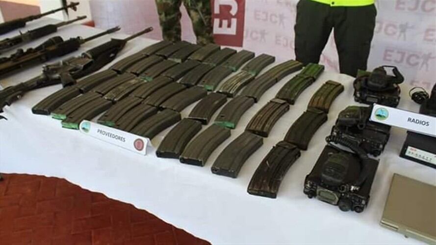 En la operación fueron incautadas armas de fuego, explosivos, munición, material de intendencia y comunicaciones. Foto: Ejército Nacional