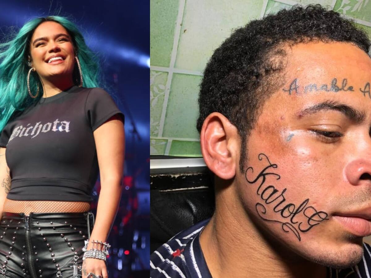 Un bichoto: Fanático de Karol G se tatuó el nombre de la artista en la cara