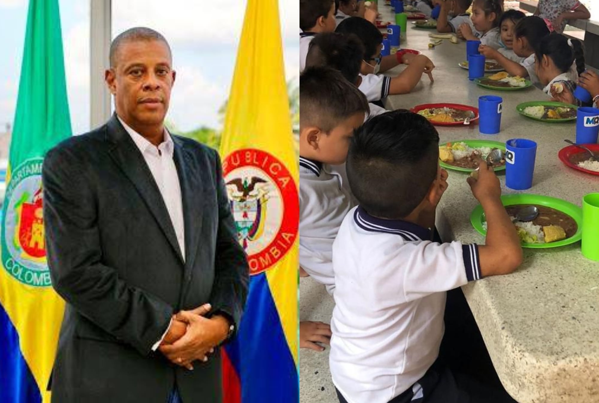 Ariel Palacios, gobernador del Chocó y niños con PAE | Fotos: Suministradas