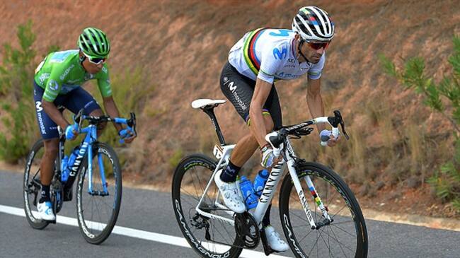 Nairo Quintana y Alejandro Valverde, ciclistas del Team Movistar. Foto: Getty Images